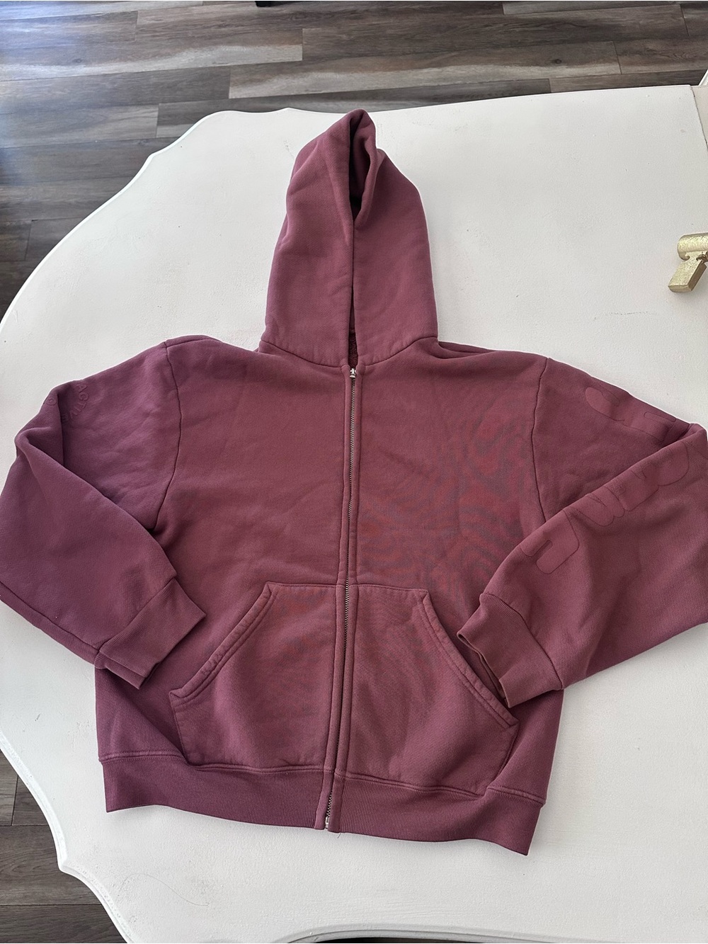SET ACTIVE Oversized Full Zip Up Hoodie Mauve Pink Sleeve Logo Size medium